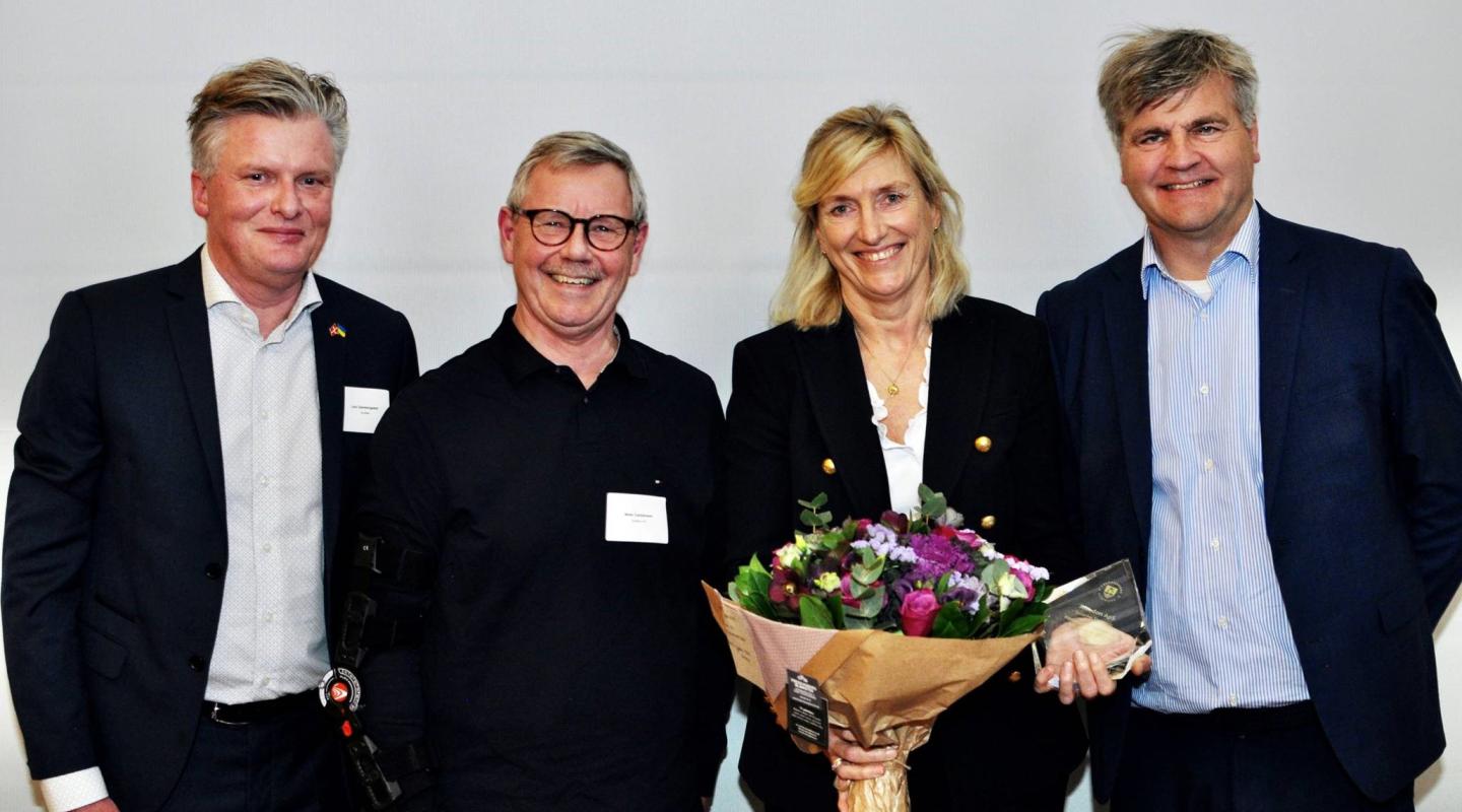 Set fra venstre: Udvalgsformand Lars Søndergaard, Niels Carstensen, CEO Susanne Stengade og borgmester Thomas Lykke Pedersen. 